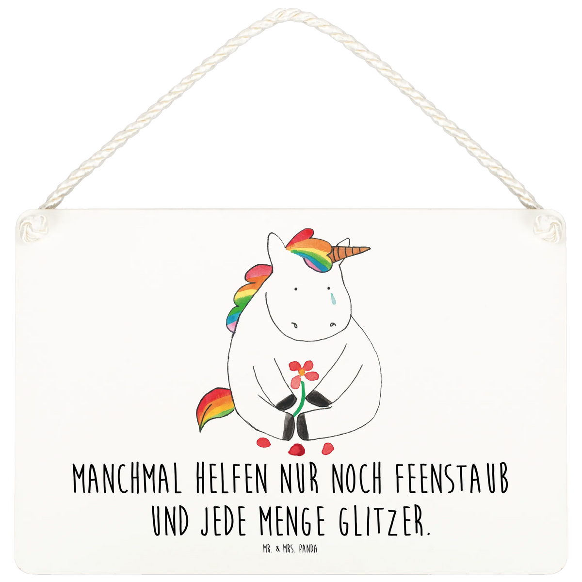 Deko Schild Einhorn Traurig