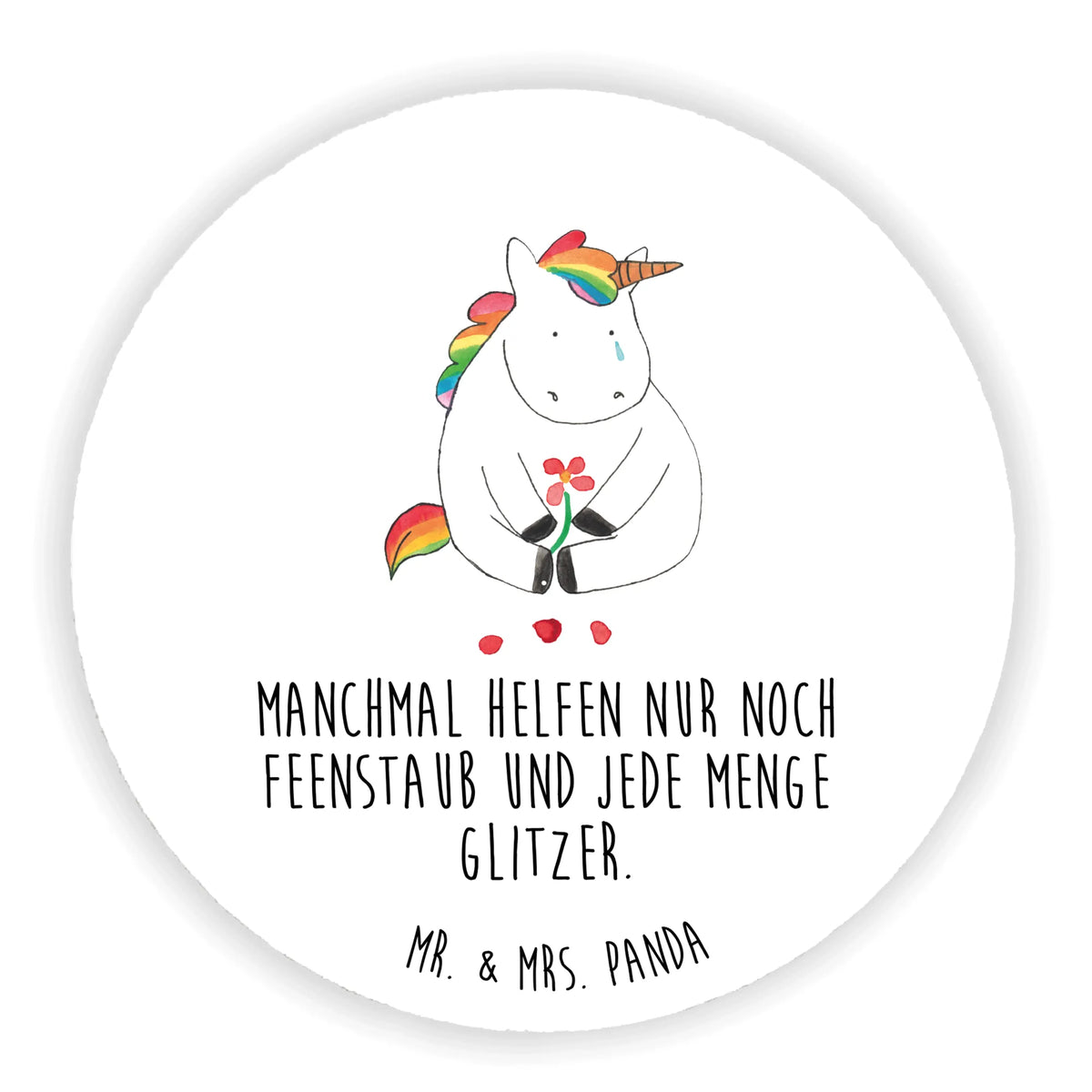 Rund Magnet Einhorn Traurig