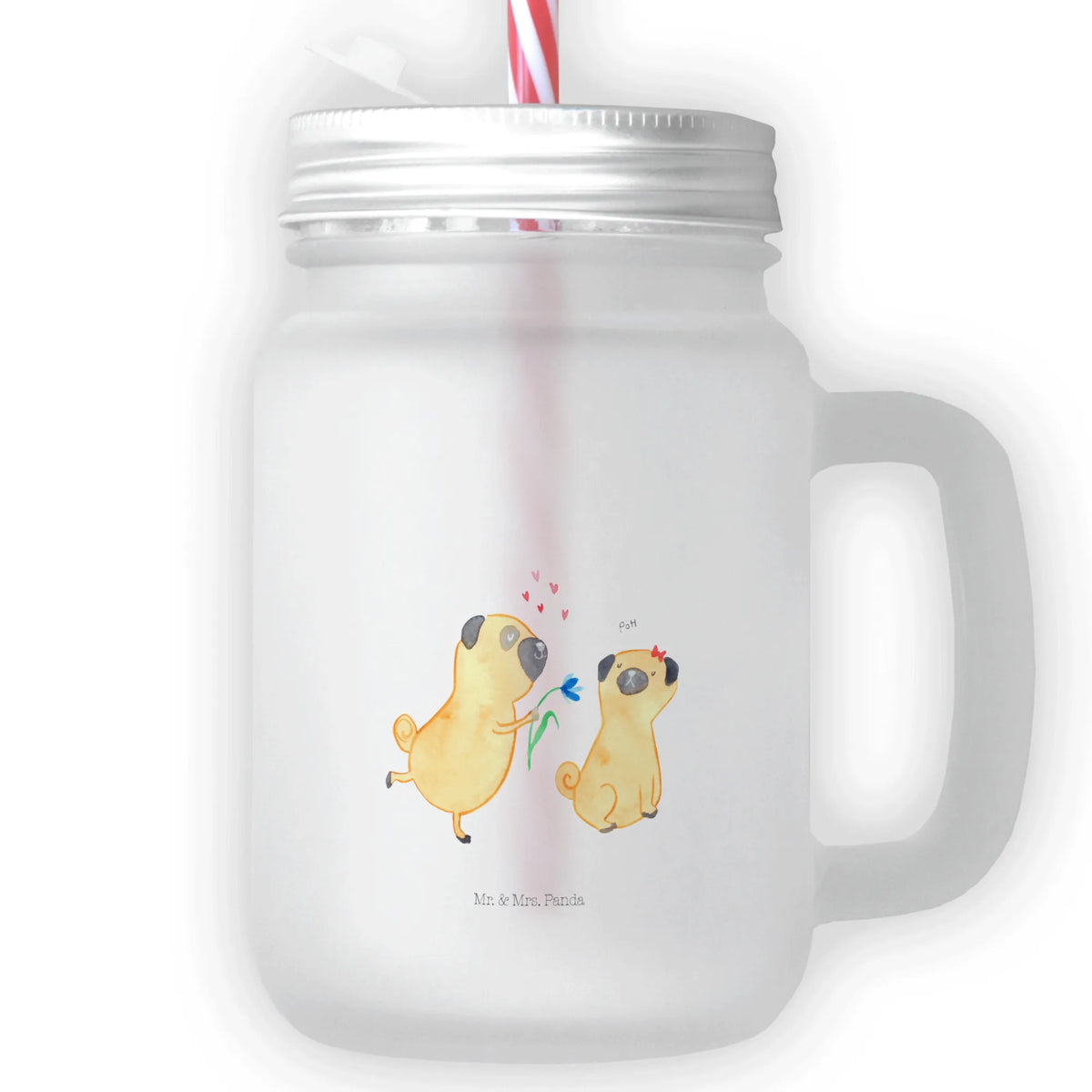 Trinkglas Mason Jar Mops Verliebt