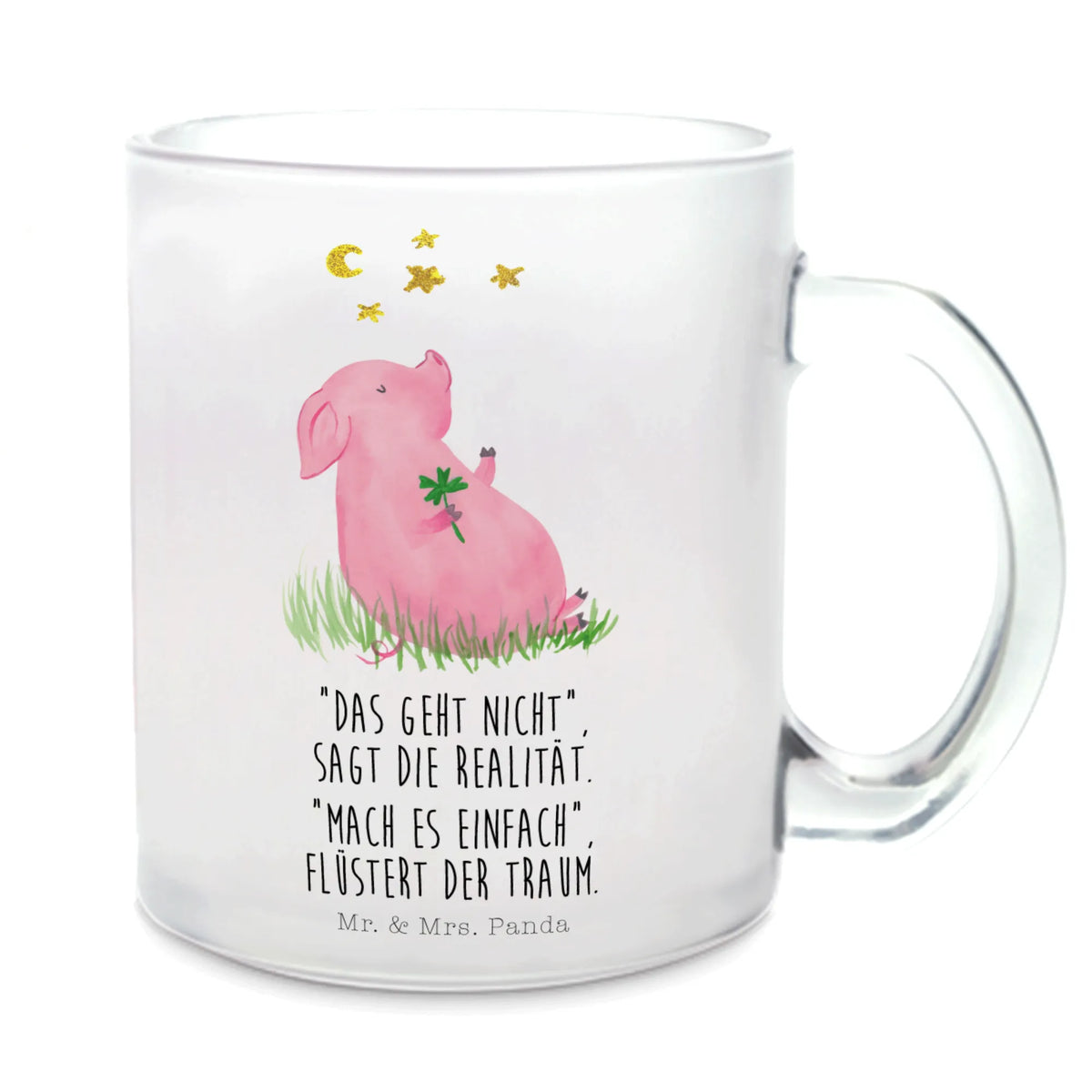 Teetasse Schwein Glück Henkelbecher, glastasse, Teetasse Glas, Trinkglas, Häferl, Glasbecher, Teetasse, Teeglas, Haferl, Teetasse aus Glas, Tee Tasse, getränkebecher, Pott, Henkeltasse, Glas Teebecher, Kakaotasse, Motivtasse, getränkeglas, Lustige Sprüche, Tiere, Tiermotive, Gute Laune, Ziele, Sernchen, Schweinchen, Sterne, Motivation, Glücksbringer, Schwein, Träume, Glücksschwein. Glück