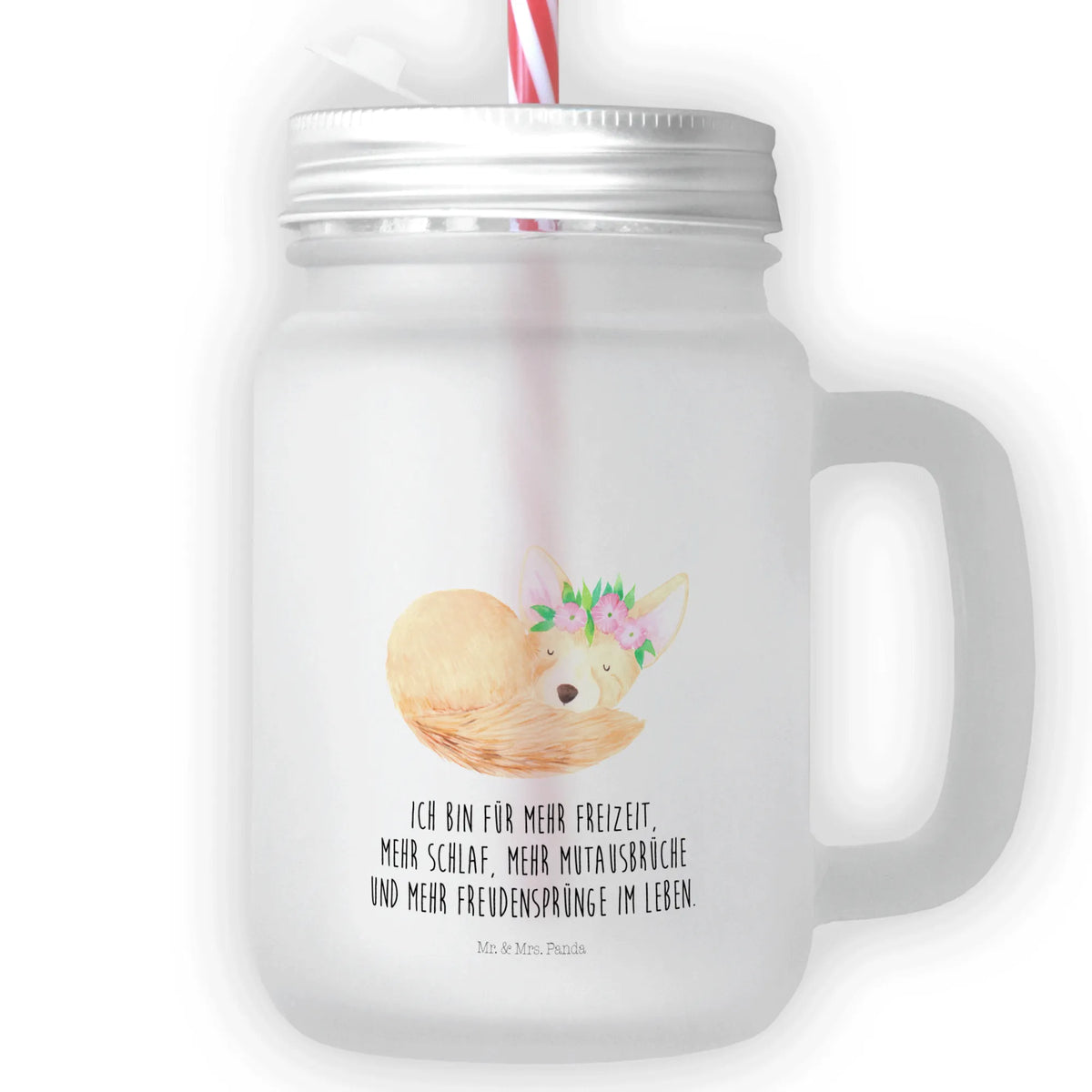 Trinkglas Mason Jar Wüstenfuchs Blumen