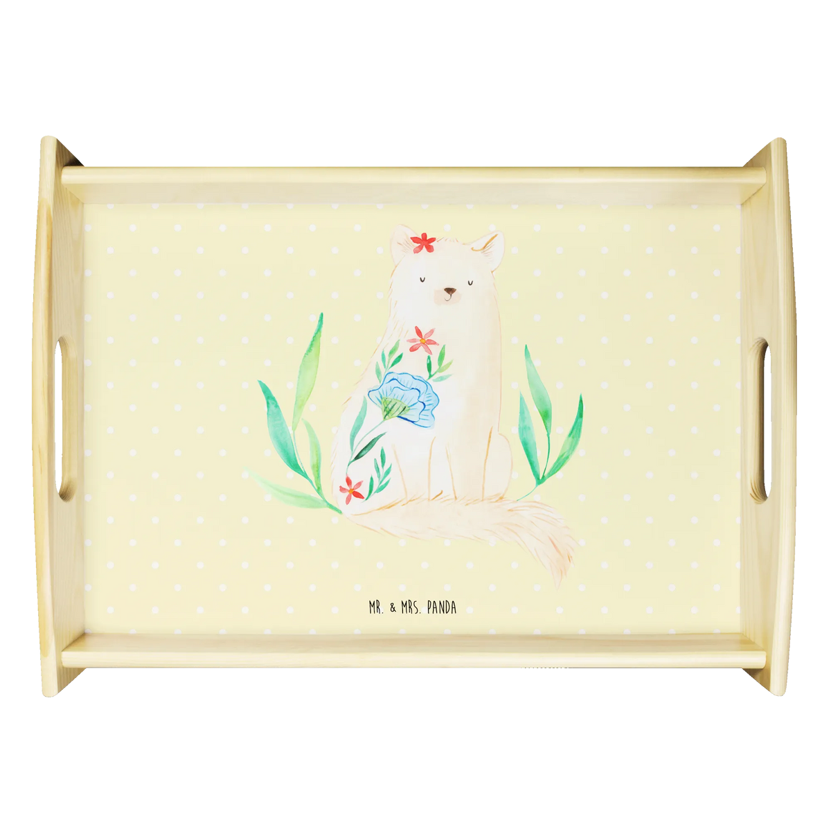 Serviertablett Katze Blumen