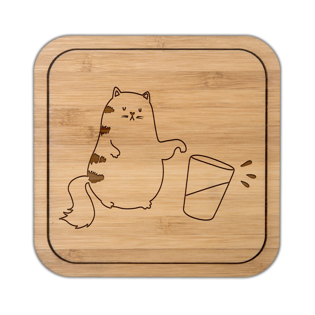 Untersetzer quadratisch Katze Wasserglas