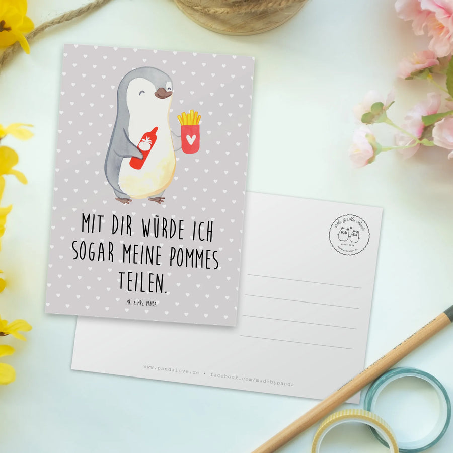 Postkarte Pinguin Pommes