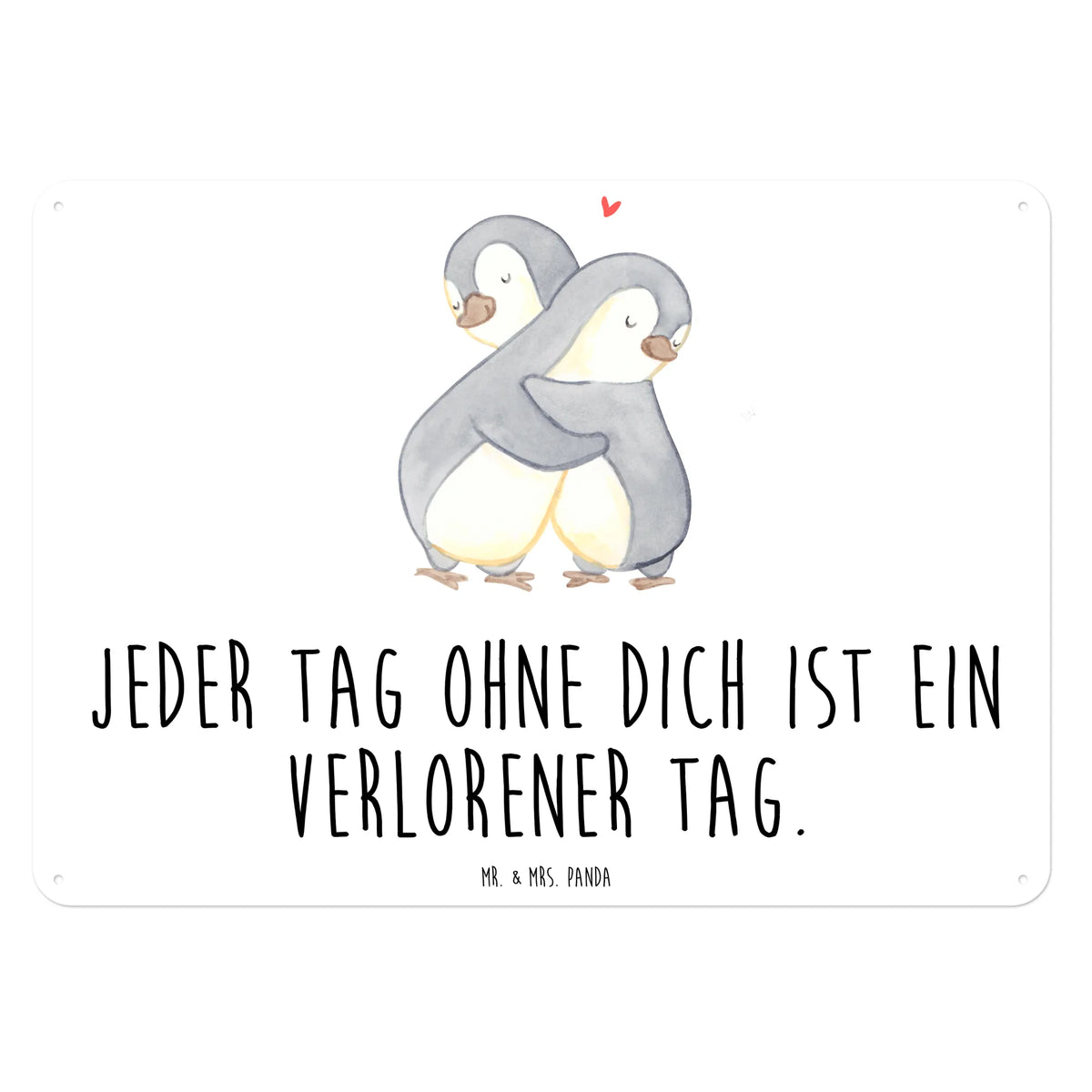 Blechschild Pinguine Kuscheln