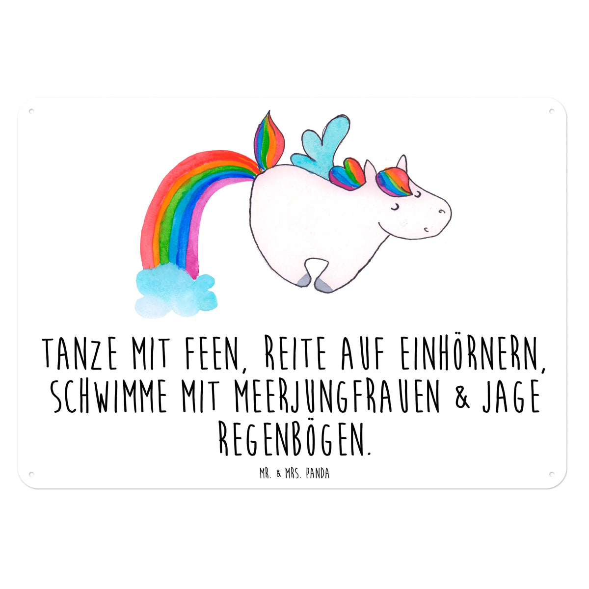 Blechschild Einhorn Fliegendes Pferd