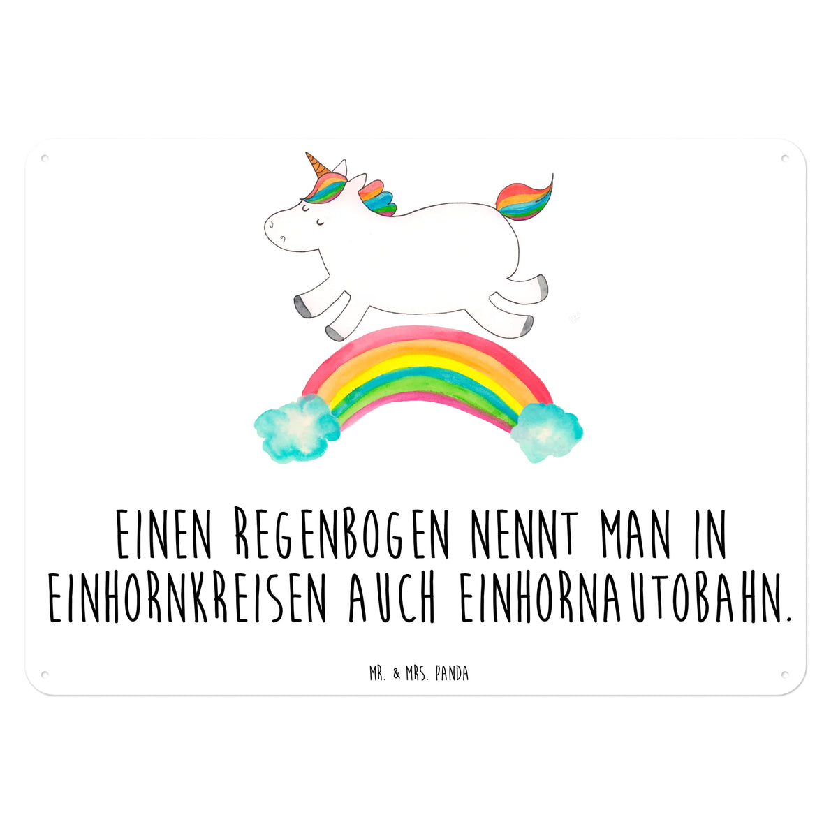 Blechschild Einhorn Regenbogen