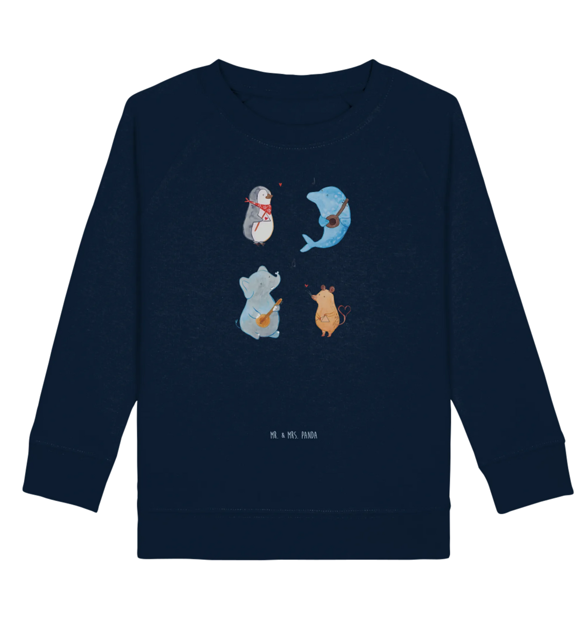 Organic Kinder Pullover Big Band Kinder Pullover, Kinder Sweatshirt, Tiermotive, Lustige Sprüche, Tiere, Gute Laune, Musik, Pinguin, Triangel, Musikanten, Delfin, Gitarre, Maus, Hund, Elefant, Band