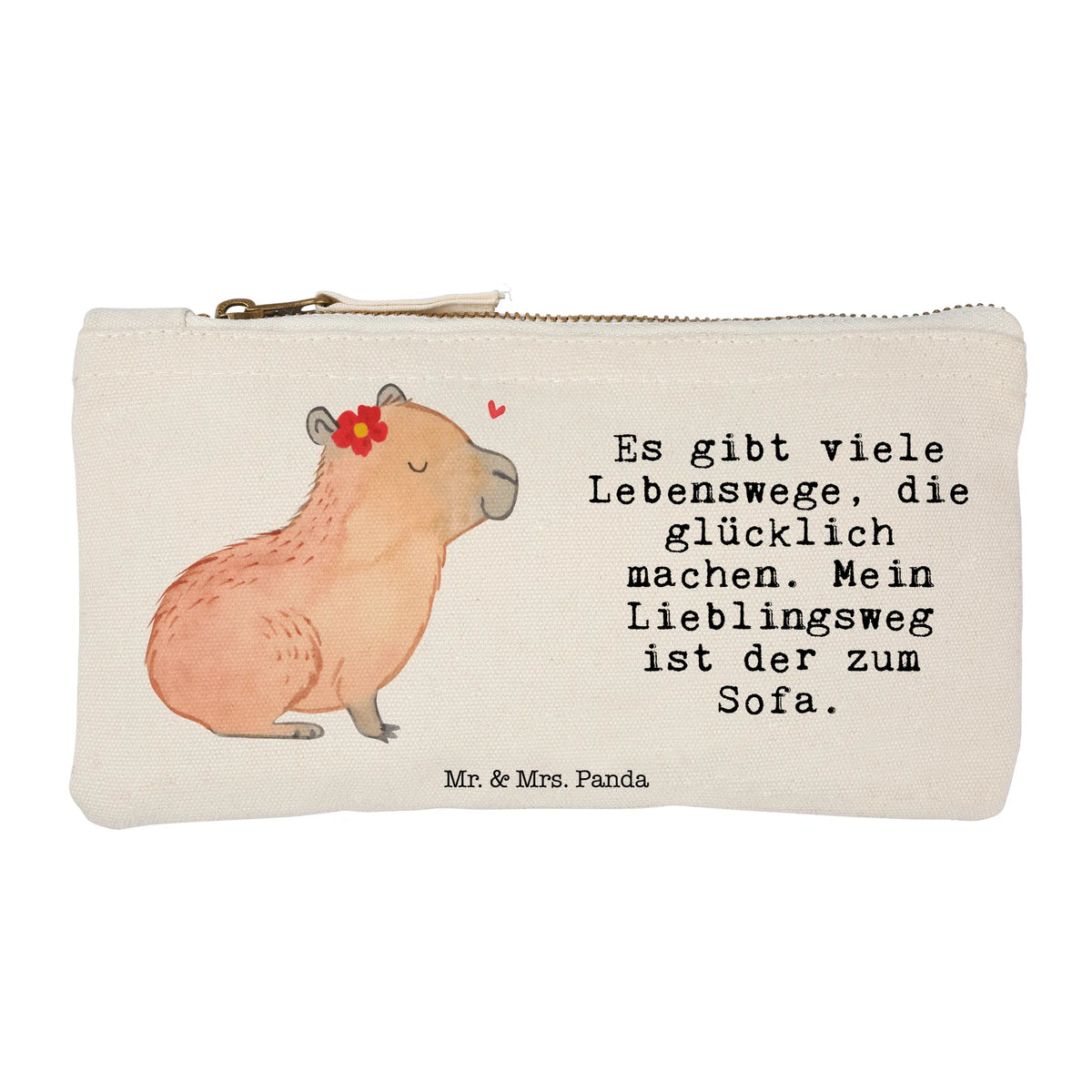 Make-up bag Capybara flower small animals, cute, funny, cute animal motives, hand drawn, small world, funny sayings, good mood, happy, gifts, gift ideas, special gifts, animal lover, card