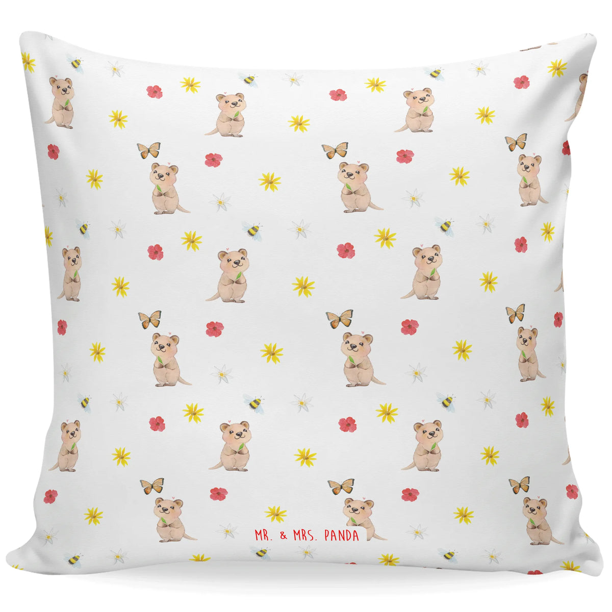 Cushion Quokka Happy 40x40, pillow case, soft, settee, bed, bedroom, fluffy, pad, cushion, couch, pillows, sofa, 40 x 40, Pillow, small animals, cute, funny, cute animal motives, hand drawn, small world, funny sayings, good mood, happy, gifts, gift ideas, special gifts, animal lover, card