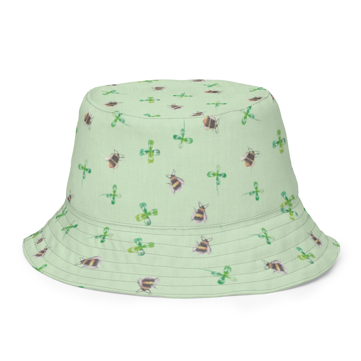 Sonnenhut Hummeln Kleeblatt Muster Buschhut, Sonnenschutzhut, Stoffhut, Sonnenhut, Stoffmütze, Sommermütze, Krempenhut, Trekkinghut, Strandhut, Outdoorhut, Safarihut, Bucket Hat, Freizeithut, Wanderhut, Sonnenmütze, Tropenhut, Fischerkappe, Anglerhut, Boonie Hat, Schlapphut, Wendehut, Fischerhut, Anglermütze, Wendemütze, Sommerhut, Zweifarbiger Hut, Sonnenkappe, Wendecap, Lustige Sprüche, Tiere, Tiermotive, Gute Laune, Spruch Positiv, Biene, Biene Deko, glücklich Werden, Spruch schön, Spruch Fröhlich, Hummel, glücklich sein