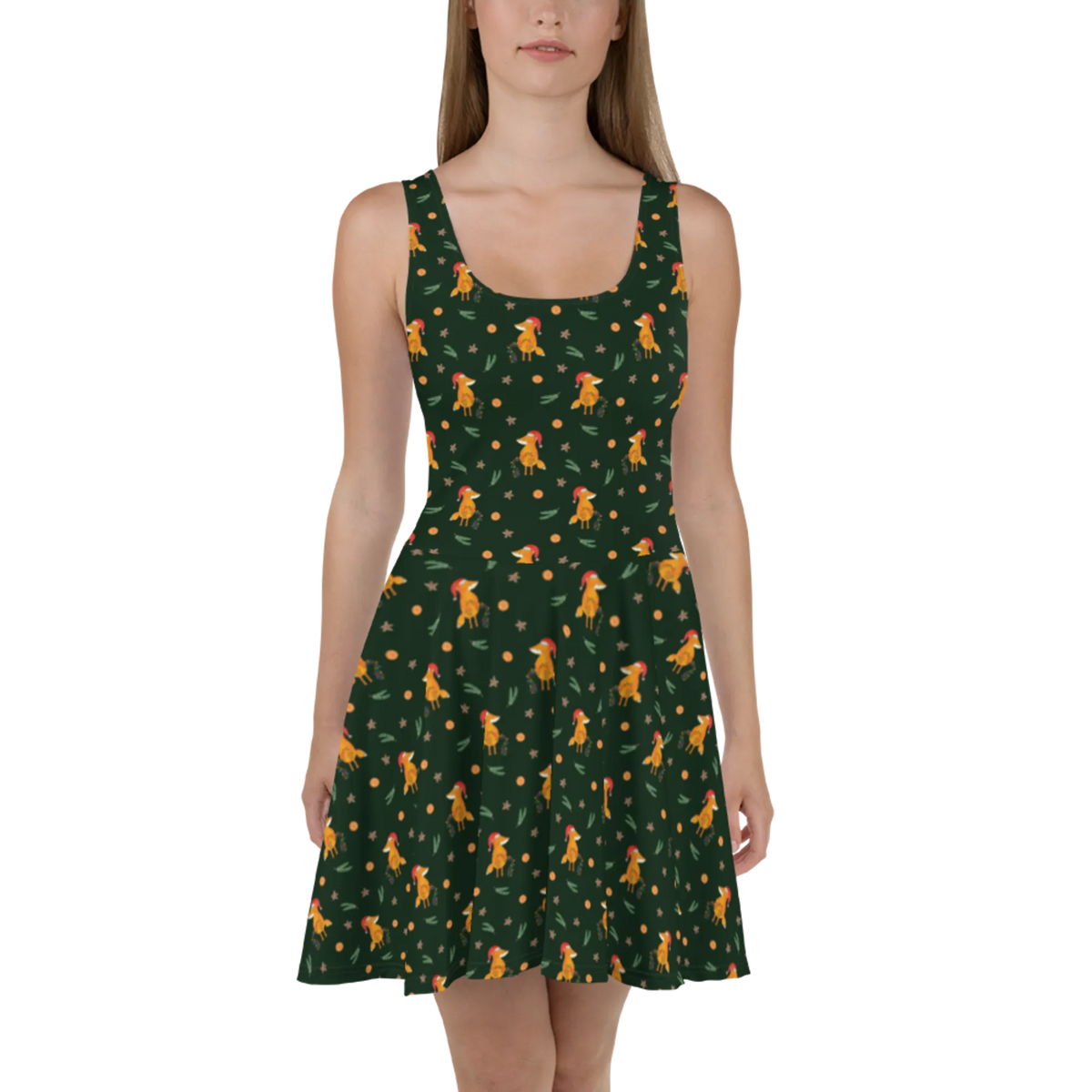 Sommerkleid Fuchs Weihnachten Muster Damen-Sommerkleid, Kurzes Sommerkleid, Kurzes Kleid, Shirtkleid, Sommerkleid, Strandkleid, Minikleid, Urlaubskleid, Damenkleid, Leichtes Sommerkleid, A-Linien-Kleid, Luftiges Sommerkleid, Freizeitkleid, Skaterkleid, Stretchkleid, Jerseykleid, Swingkleid, Kleid, Ausgestelltes Kleid, Winter, Weihnachtsdeko, Wintermotiv, Nikolaus, Heiligabend, Advent, Weihnachten, Füchse, Weihnachtszeit, Weihnachtsmann, Spruch schön, Fuchs, Geschenk Weihnachten