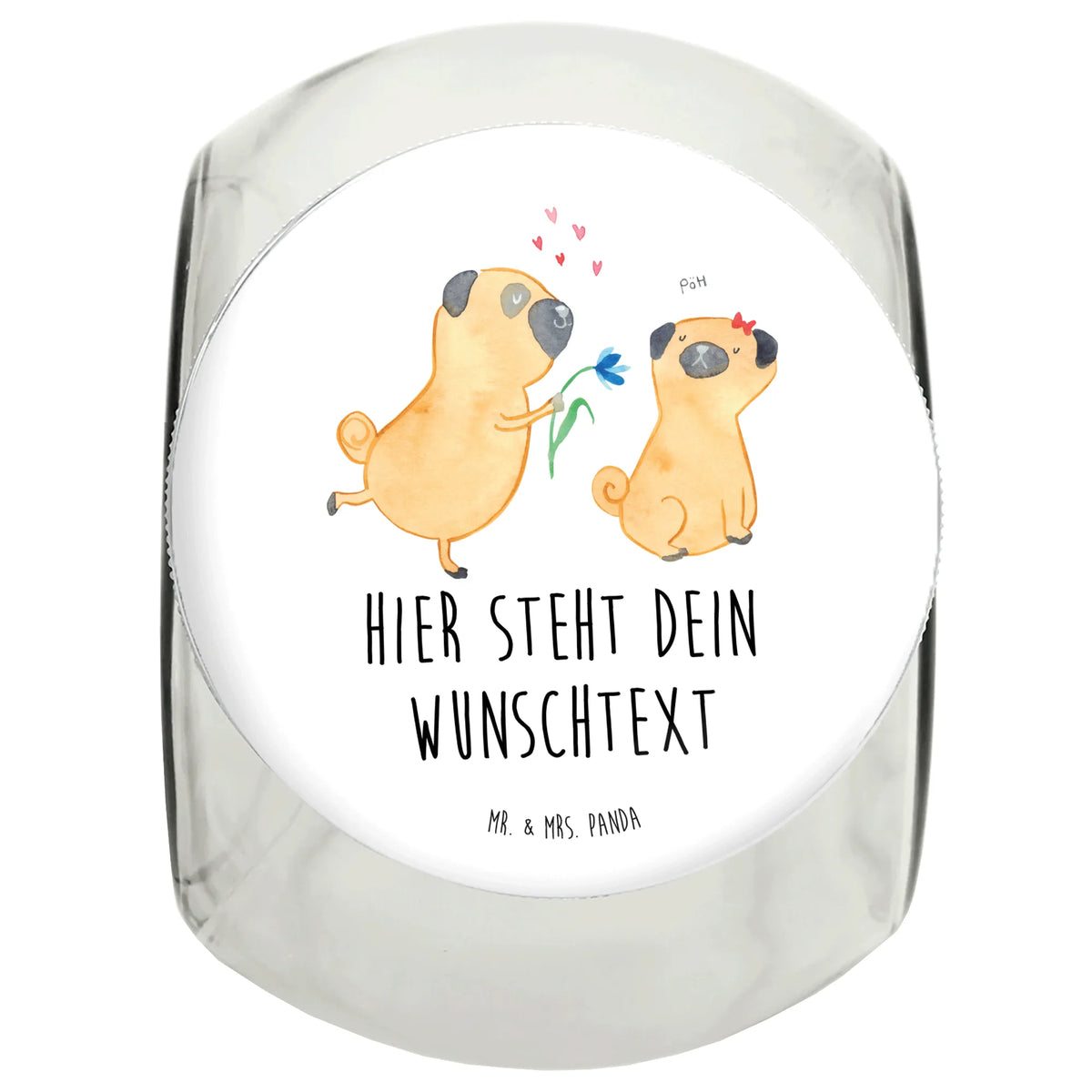 Personalisiertes Leckerli Glas Mops Verliebt Leckerli Glas personalisiert, Leckerlidose personalisiert, Personalisierte Leckerlidose, Personalisierte Leckerli Dose, Personalisiertes Leckerliglas, Personalisiertes Leckerli Glas, Sprüche, Hund, Hunderasse, Hundebesitzer, Hundemotiv, Haustier, Tierliebhaber, Partner, Geschenk Freund, Hundeliebe, Mops, Liebesspruch. Verlobt, Verliebt, Liebe, Möpse