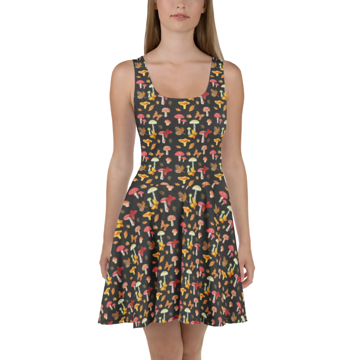 Sommerkleid Pilze Schmetterlinge Muster A-Linien-Kleid, Ausgestelltes Kleid, Skaterkleid, Luftiges Sommerkleid, Swingkleid, Kurzes Sommerkleid, Shirtkleid, Stretchkleid, Damenkleid, Minikleid, Kleid, Freizeitkleid, Damen-Sommerkleid, Jerseykleid, Sommerkleid, Urlaubskleid, Leichtes Sommerkleid, Kurzes Kleid, Strandkleid, Pilze, Pilz Muster, Schmetterling Muster, Schmetterlinge, Nachtfalter