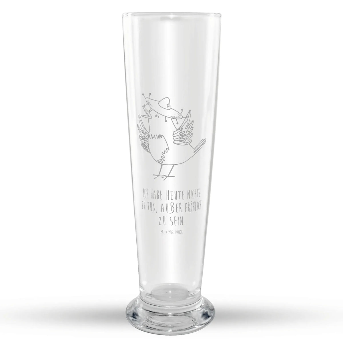 Weizenglas Rabe Sombrero Weizen Glas, Bier Glas, Weizenbier Glas, Mr & Mrs Panda Weizenglas, Bierglas, Weißbierglas, Lustige Sprüche, Tiere, Tiermotive, Gute Laune, Vögel, Glück Spruch, Fröhlich sein, glücklich sein, Vogel, Froh, Rabe, Motivation, Spruch Positiv, Elster