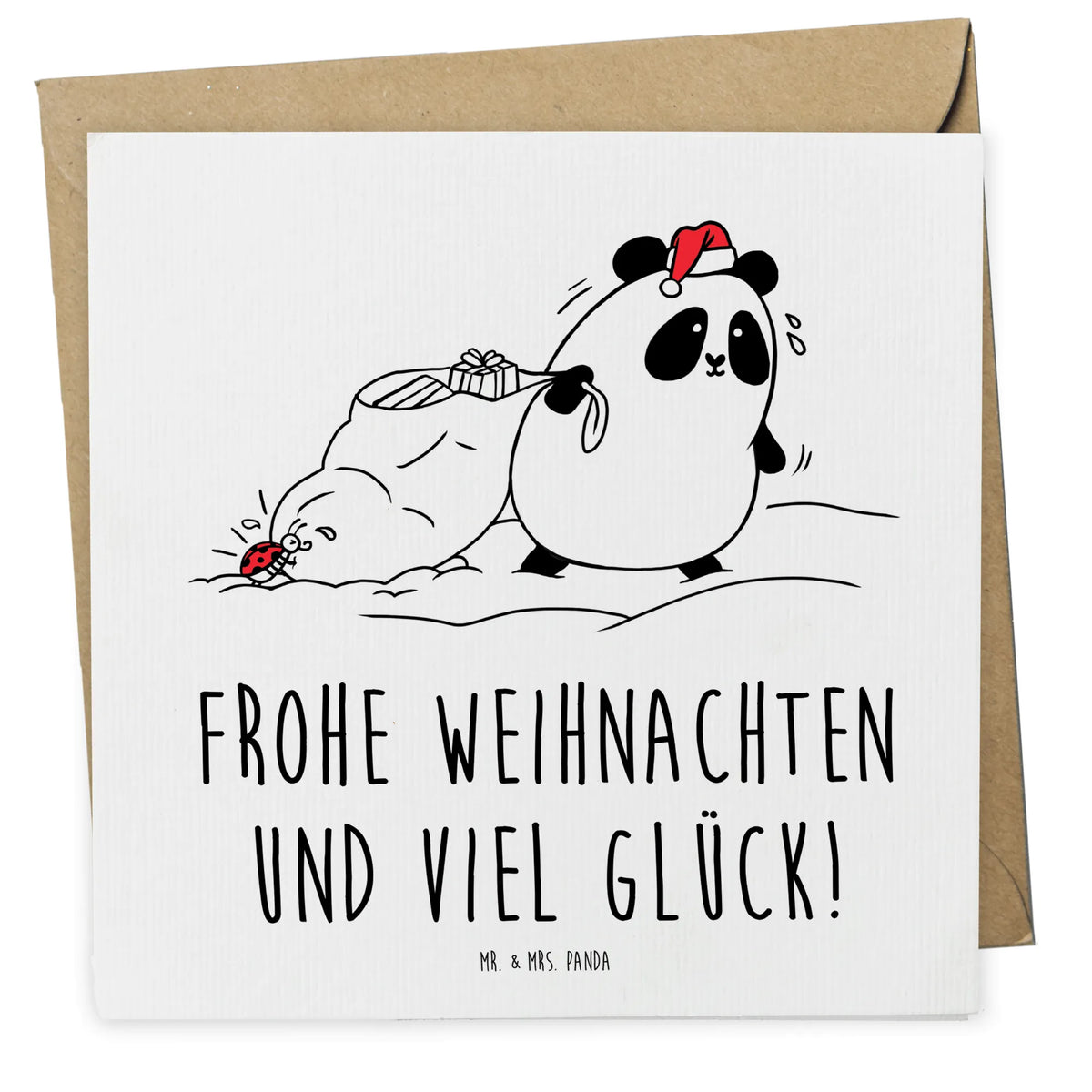 Deluxe Karte Panda Weihnachten Klappkarte, Glückwunschkarte, doppelkarte, faltkarte, Grußkarte, anlasskarte