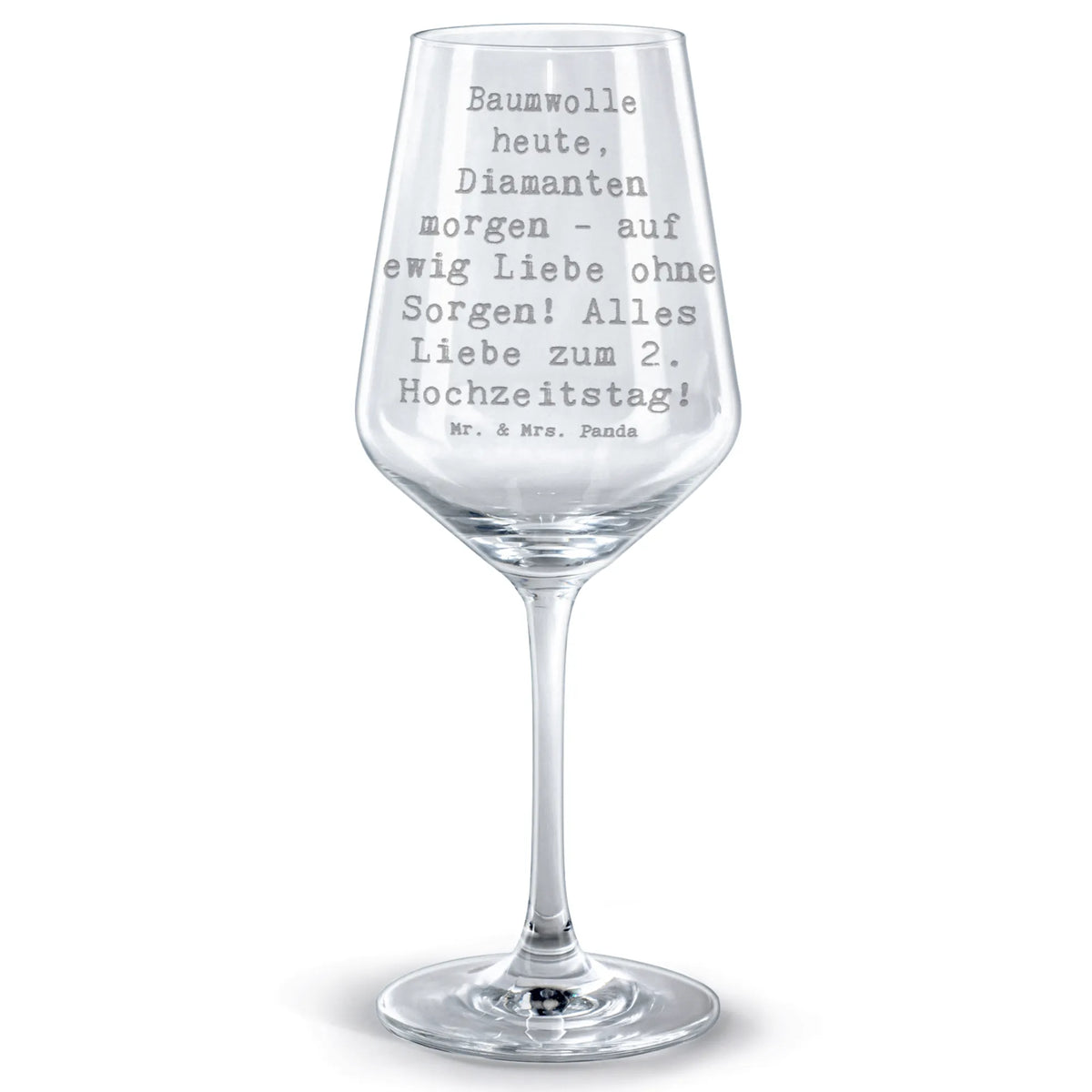 Rotwein Glas Spruch 2. Hochzeitstag Baumwollhochzeit