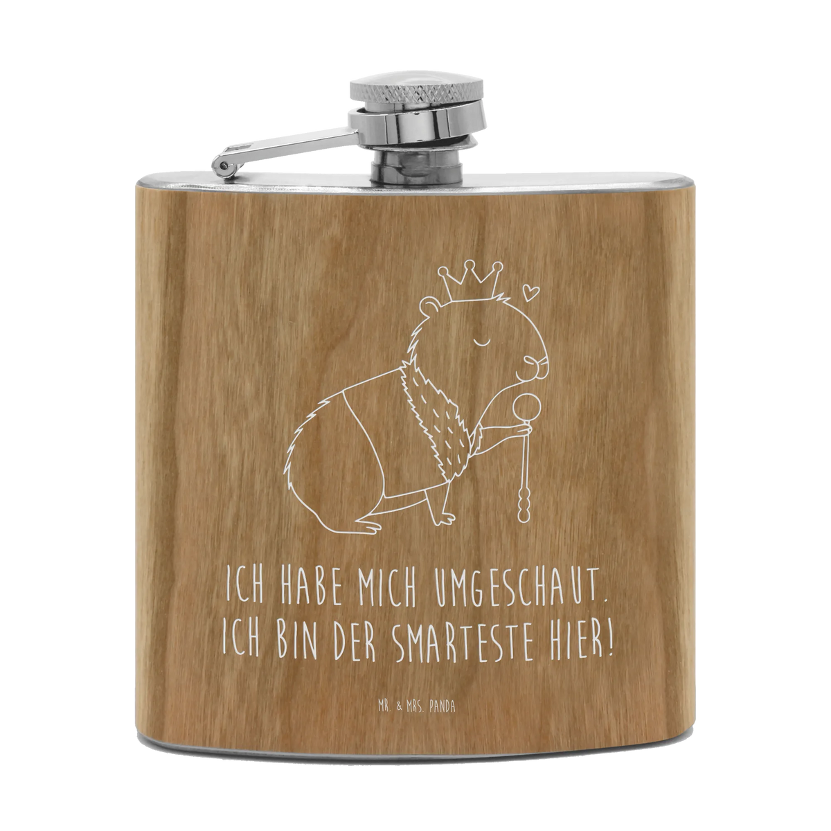 Hipflask Capybara King small animals, cute, funny, cute animal motives, hand drawn, small world, funny sayings, good mood, happy, gifts, gift ideas, special gifts, animal lover, card