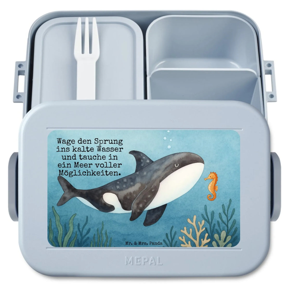 MEPAL Bentobox Orca Design Lebensmittelbehälter, Lunchbox, Bento Box, Bentobox, Bento-Brotdose, Essensbehälter, Frischhaltedose, Snackbox, Meal Prep Box, Essensbox, Snackdose, Vesperbox, Jausenbox, Meer, Meerestiere, Urlaub, Selbstliebe, Orcas, Startup, Arbeit, Killerwal, Motivation, Neustart, Büro, Wal, Orca, Möglichkeiten