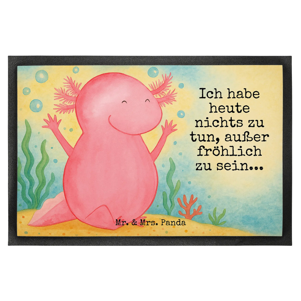 Fußmatte Axolotl Hurra Design Abtreter, Bodenvorleger, Gummimatte, Abtretmatte, bodenmatte, Vorleger, abstreifer, Gummi-Fußmatte, Eingangsmatte, Schmutzfangmatte, fußmatte, Eingangsteppich, teppichmatte, Türmatte, Fussmatte, Sauberlaufmatte, Haustürmatte, Outdoor-Matte, matte haustür, Schmutzfänger, flurmatte, Fußabstreifer, Türvorleger, außenmatte, Schuhabstreifer, hausmatte, Schmutzmatte, Schmutzfangteppich, Fußabtreter, Molch, Axolotl, Fröhlich, Spaß, Axolot, Lurch, Lurche, Freude, Schwanzlurch, Zufriedenheit, Motivation