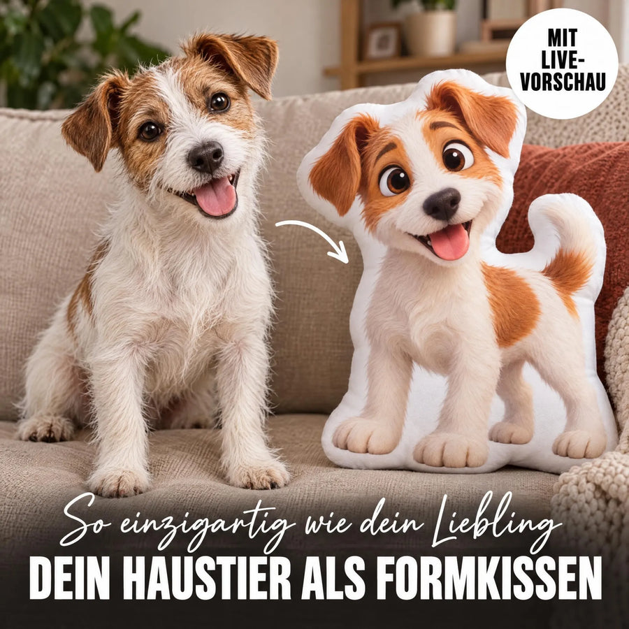 Personalisiertes Formkissen Haustier im Cartoon &  Animationsfilm Stil