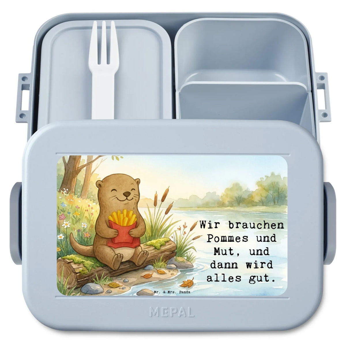  Otter Pommes Design Bento Box, Jausenbox, Snackbox, Bento-Brotdose, Meal Prep Box, Snackdose, Lebensmittelbehälter, Essensbehälter, Essensbox, Vesperbox, Lunchbox, Frischhaltedose, Bentobox