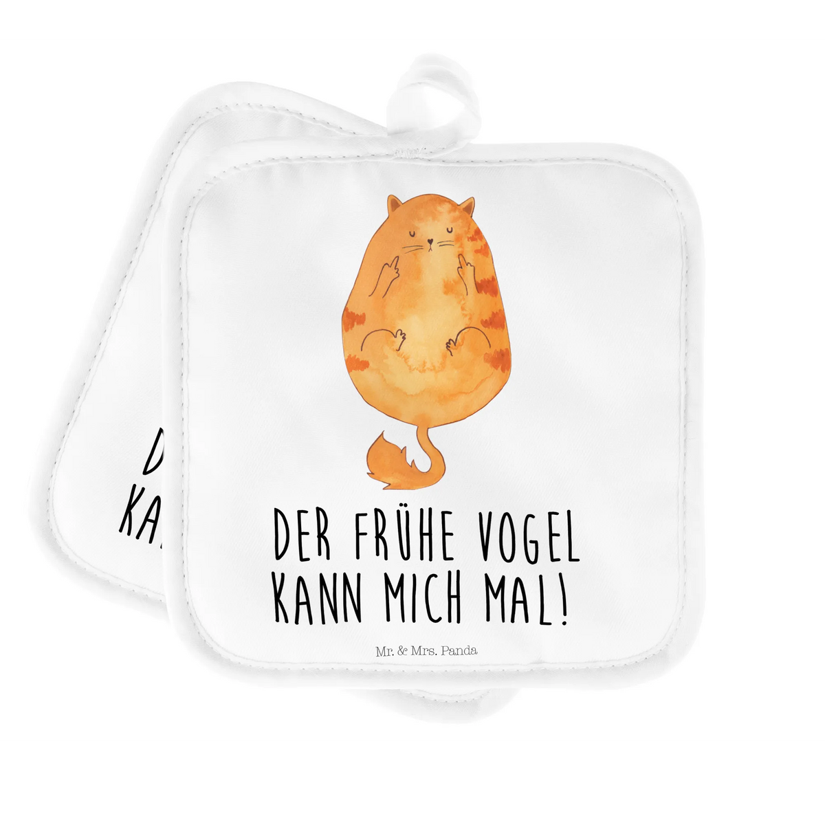 2er Set Topflappen  Katze Frühaufsteher Topflappen 2er Set, Topflappen Set, Topflappenset, 2er Set Topflappen, topfhalter, Topfuntersetzer, Doppel Topflappen, Zwei Topflappen, Ofenlappen, Kochlappen, Topflappen, Topflappen im Doppelpack, Katzenaccessoires, Katzenartikel, Katzenprodukte, Katzenliebhaber, Katzenfreund, Katze, Katzendeko, Katzenfan, Katzenmotiv, Katzenmotive, Katzenliebhaberprodukte, Katzensouvenirs, Mietze, Morgenmuffel, Kater, Frühaufsteher, Kaffee, Der Frühe Vogel Kann Mich Mal, Katzen