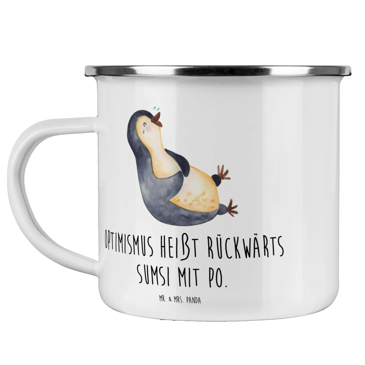 Camping Emaille Tasse Pinguin Lachen Campingbecher, Haferl, Campingtasse, wandertasse, Kaffeepott, reisetasse, Tasse Emaille, Emaille Tasse, Blechtasse, metallbecher, Outdoor Tasse, Outdoor Becher, blechbecher, Reisebecher, outdoortasse, emaillebecher, Teetasse, Emailletasse, becher emaille, wanderbecher, Pott, Emaille Becher, Teebecher, Motivtasse, Pinguin, Pinguine, Fröhlichkeit, Humor, Optimismus, Lustiger Spruch, Fröhlich, Lachen