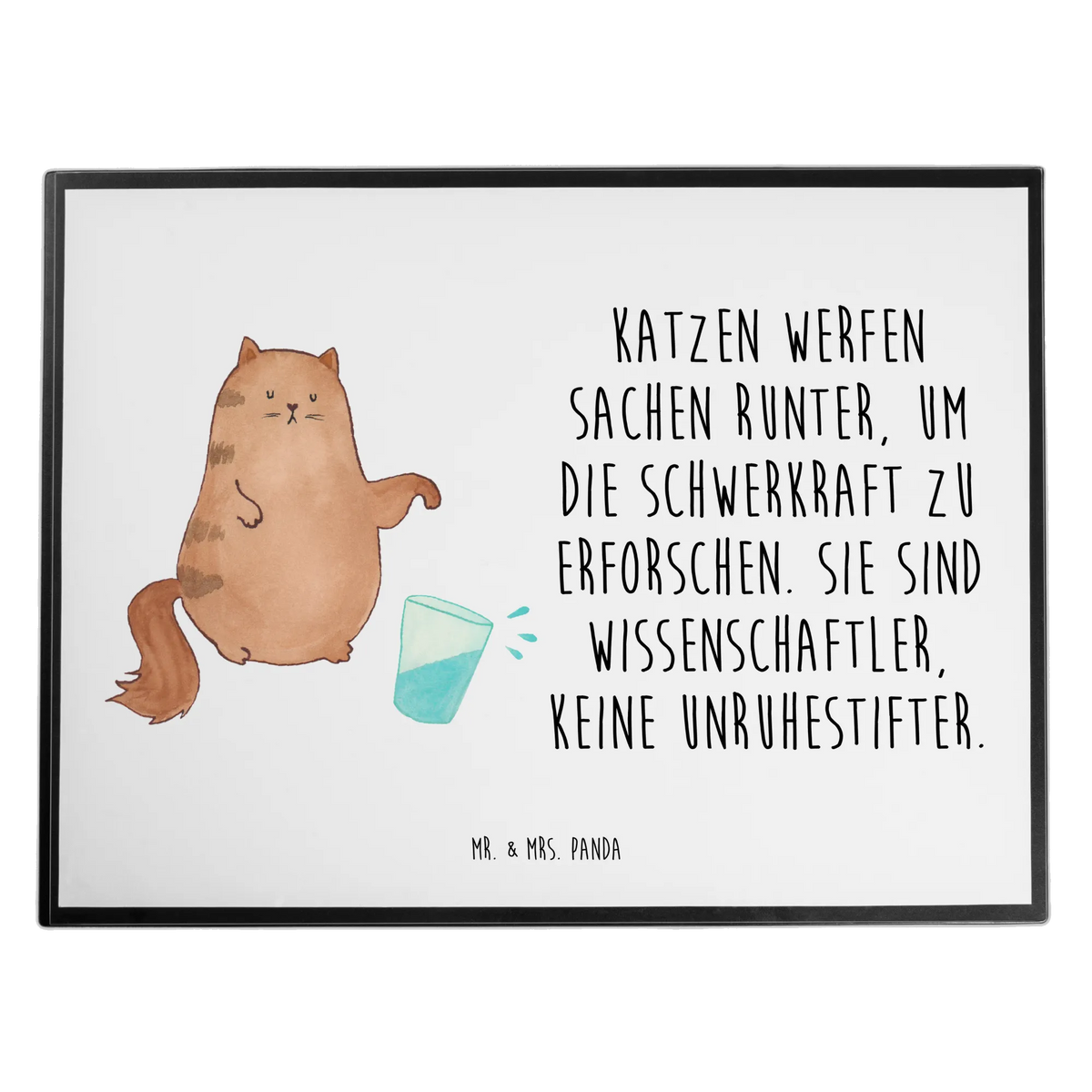 Schreibtischunterlage Katze Wasserglas