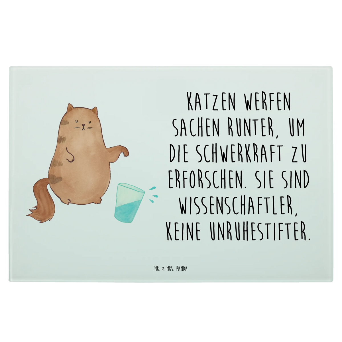 Glasschneidebrett Katze Wasserglas