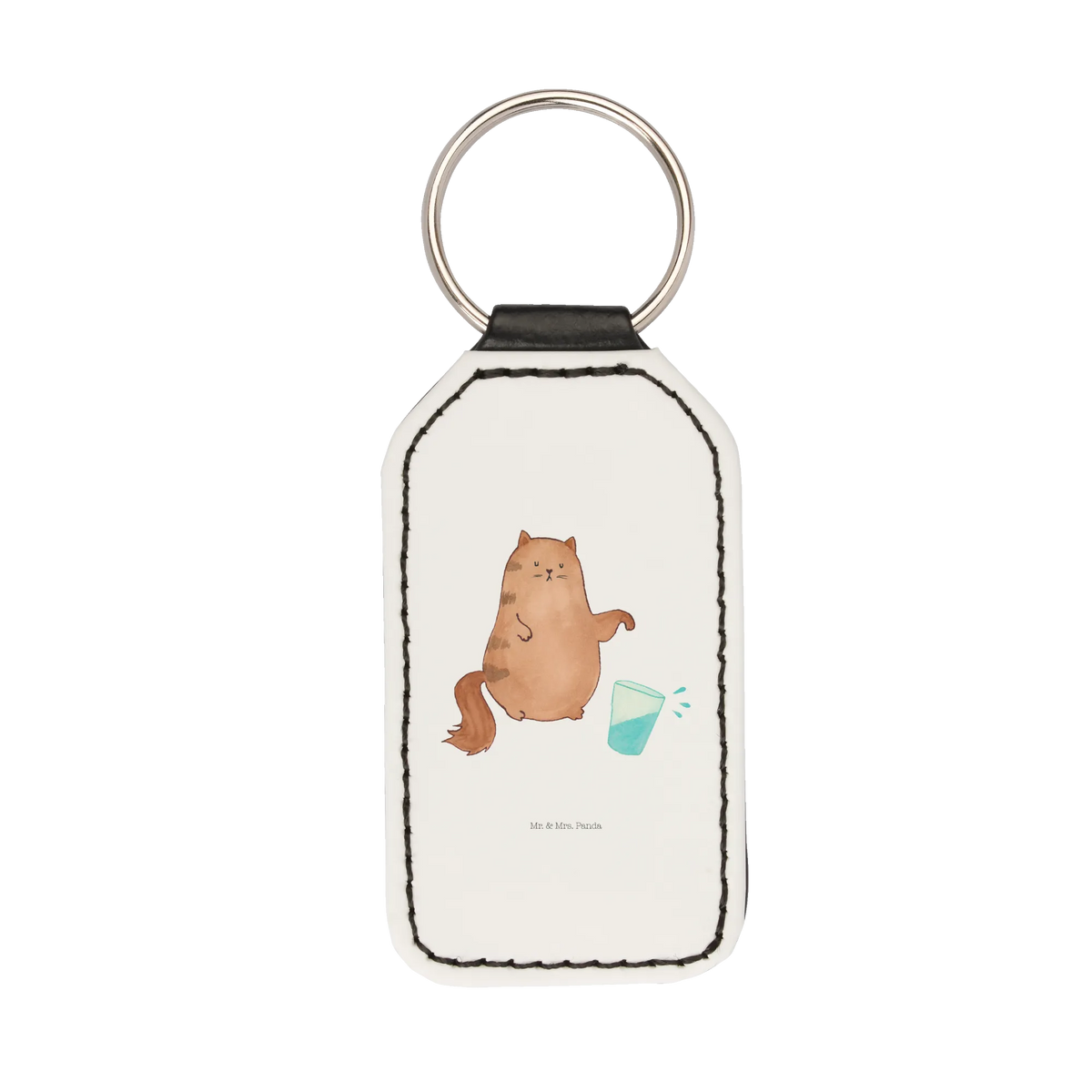Rechteckig Schlüsselanhänger Katze Wasserglas
